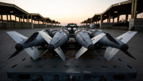 US Airmen prepare to load GBU-31 munition systems on December 19, 2025, in support of the Operation Hawkeye Strike in Syria.