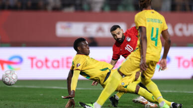 Mohamed Salah (C) scores to give Egypt a dramatic Africa Cup of Nations victory over Zimbabwe in Agadir