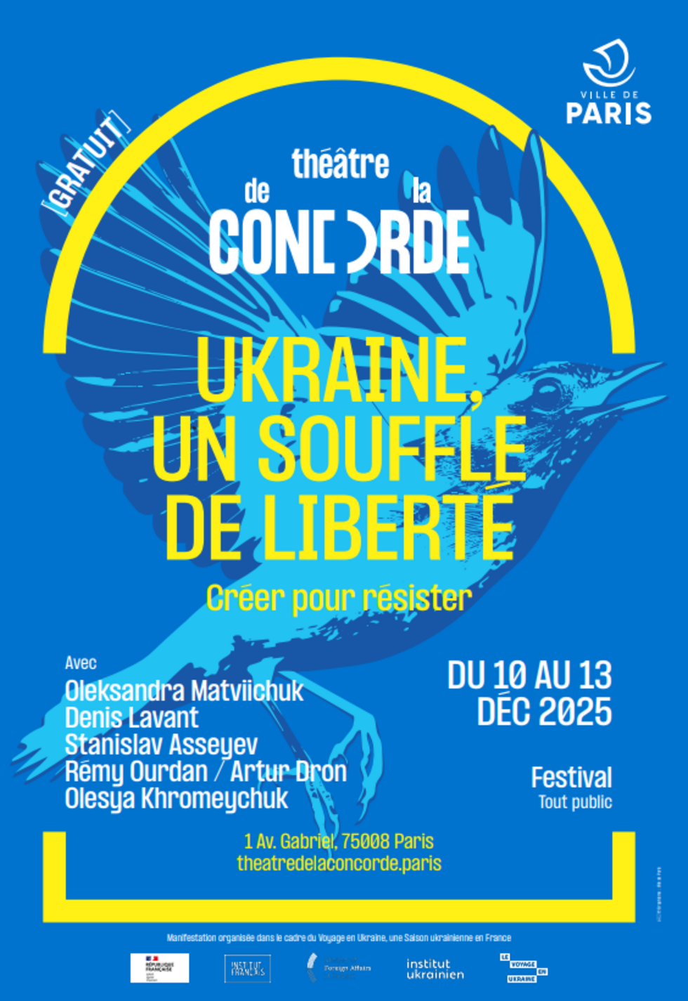 “Ukraine, the wind of liberty” at the Théâtre de la Concorde from December 10-13, 2025